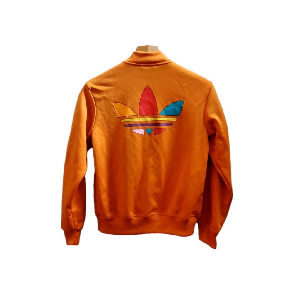 ADIDAS Track Jacket M Collab w/ Pharell Williams Orange Big Hit Logo on Backside